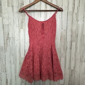 Prince and Fox Babydoll Mini Dress Small Pink Spaghetti Strap Lacey Going Out